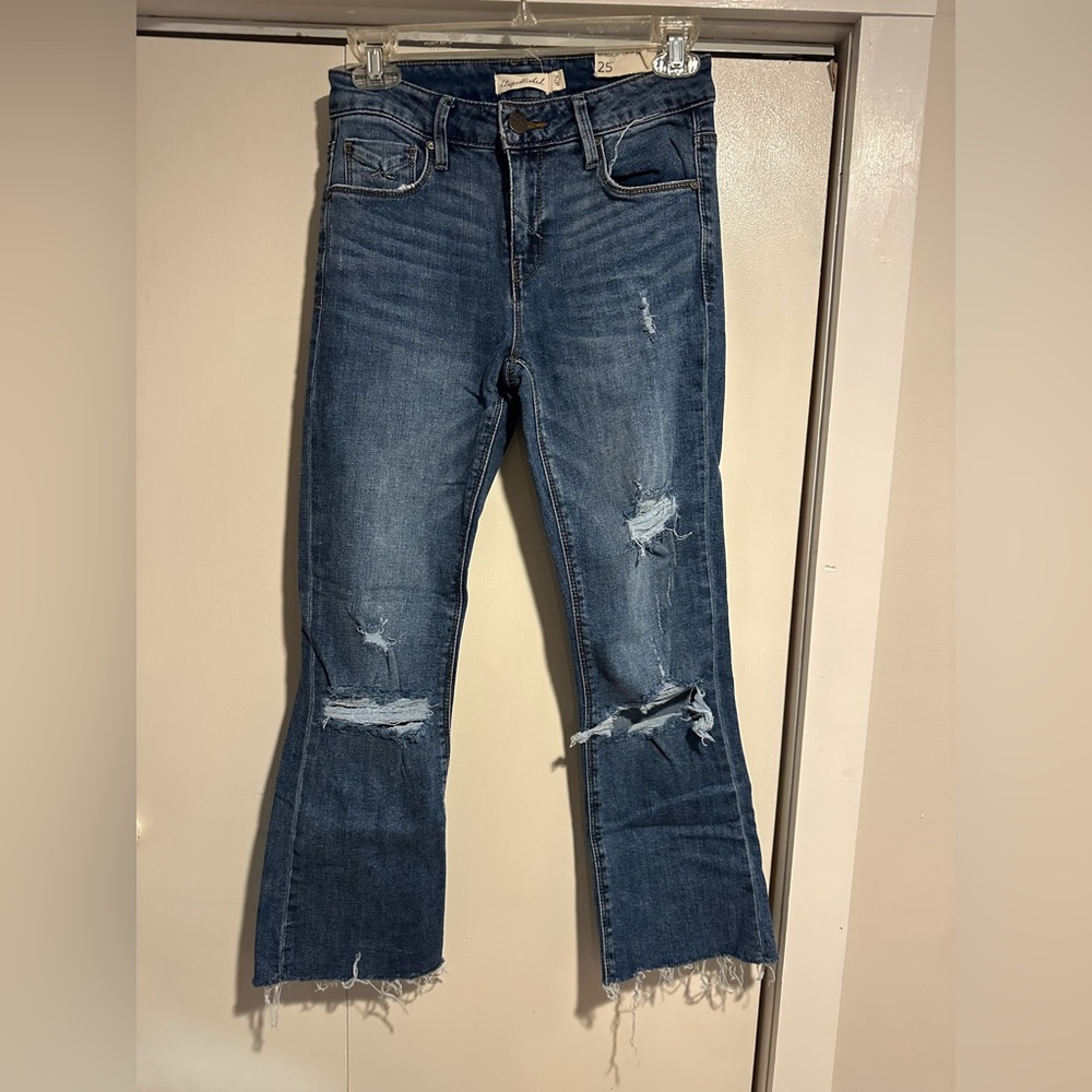 Unpublished Trendy Distressed Blue Flare Jeans